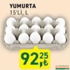 YUMURTA 15'Lİ L fiyat ve kampanya bilgisi
